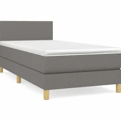 vidaXL Boxspring met matras stof donkergrijs 80x200 cm