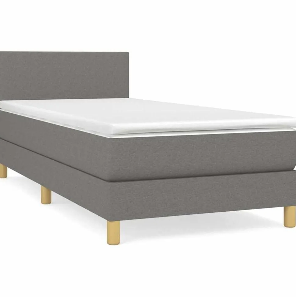 vidaXL Boxspring met matras stof donkergrijs 80x200 cm