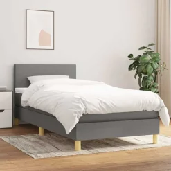 vidaXL Boxspring met matras stof donkergrijs 80x200 cm