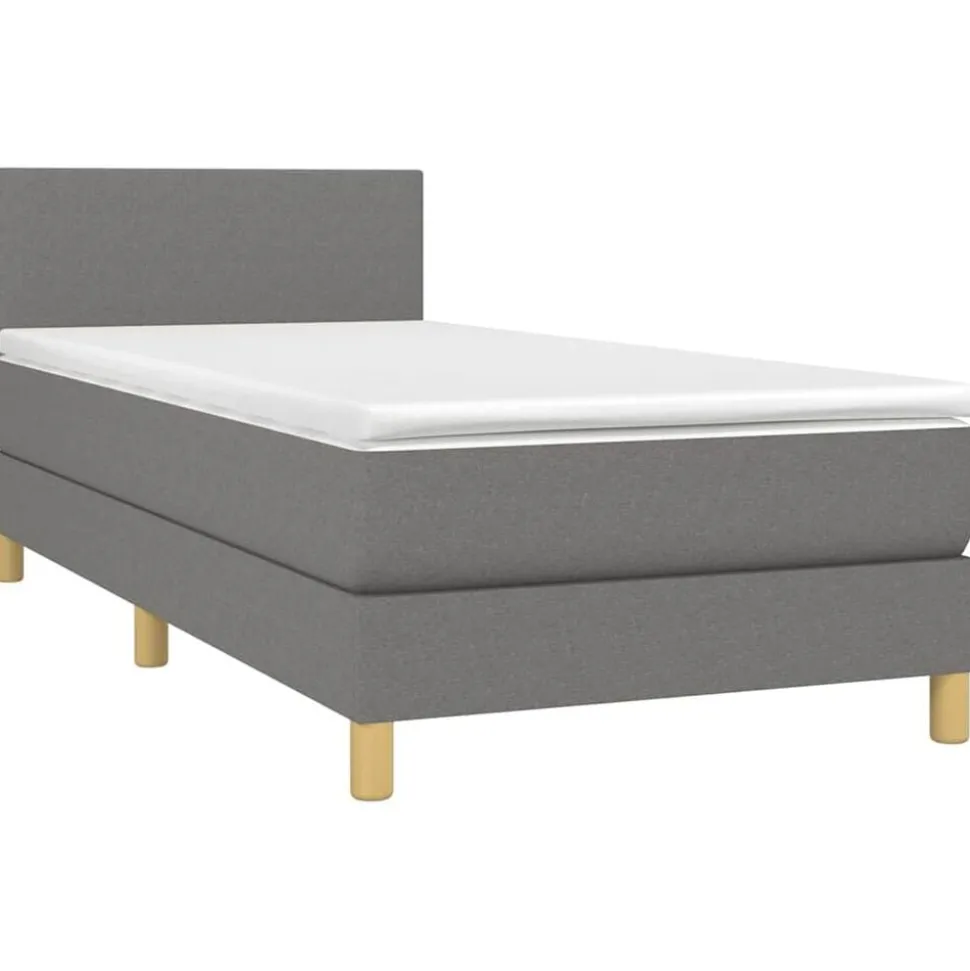 vidaXL Boxspring met matras stof donkergrijs 80x200 cm