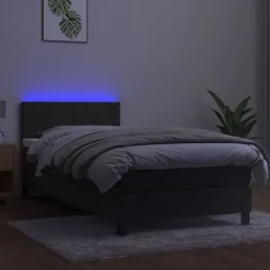 vidaXL Boxspring met matras en LED fluweel donkergrijs 80x200 cm
