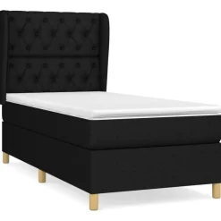vidaXL Boxspring met matras stof zwart 80x200 cm