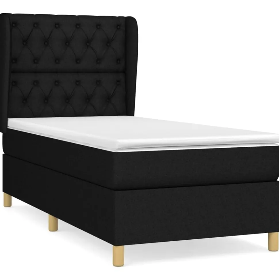 vidaXL Boxspring met matras stof zwart 80x200 cm