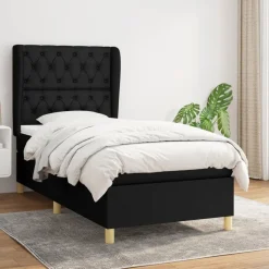 vidaXL Boxspring met matras stof zwart 80x200 cm