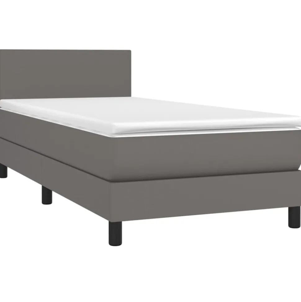 vidaXL Boxspring met matras en LED kunstleer grijs 80x200 cm