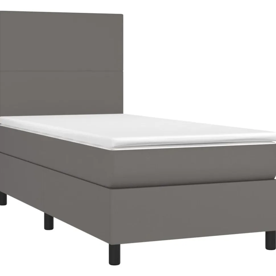 vidaXL Boxspring met matras en LED kunstleer grijs 80x200 cm