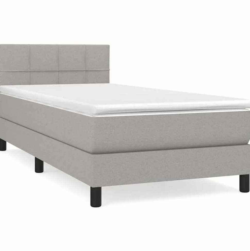 vidaXL Boxspring met matras stof lichtgrijs 80x200 cm