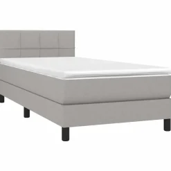 vidaXL Boxspring met matras stof lichtgrijs 80x200 cm