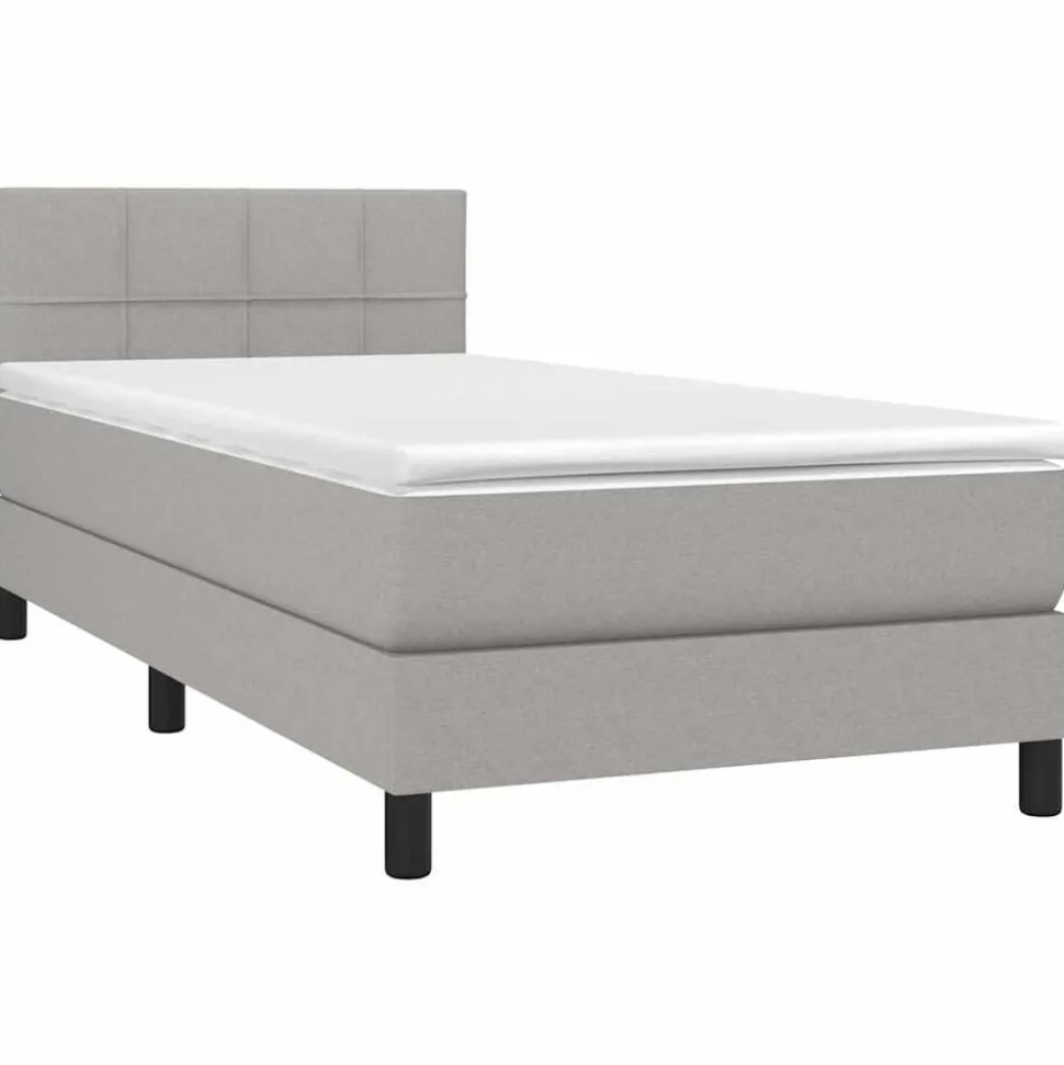vidaXL Boxspring met matras stof lichtgrijs 80x200 cm