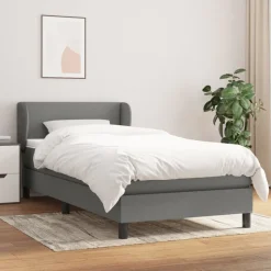 vidaXL Boxspring met matras stof donkergrijs 80x200 cm