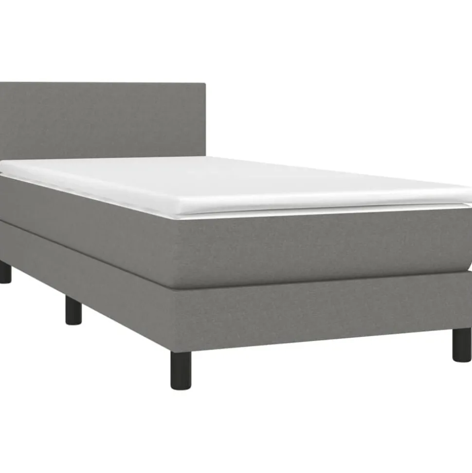 vidaXL Boxspring met matras en LED stof donkergrijs 80x200 cm