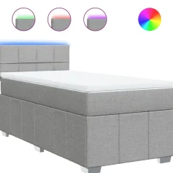 vidaXL Boxspring met matras stof lichtgrijs 80x200 cm