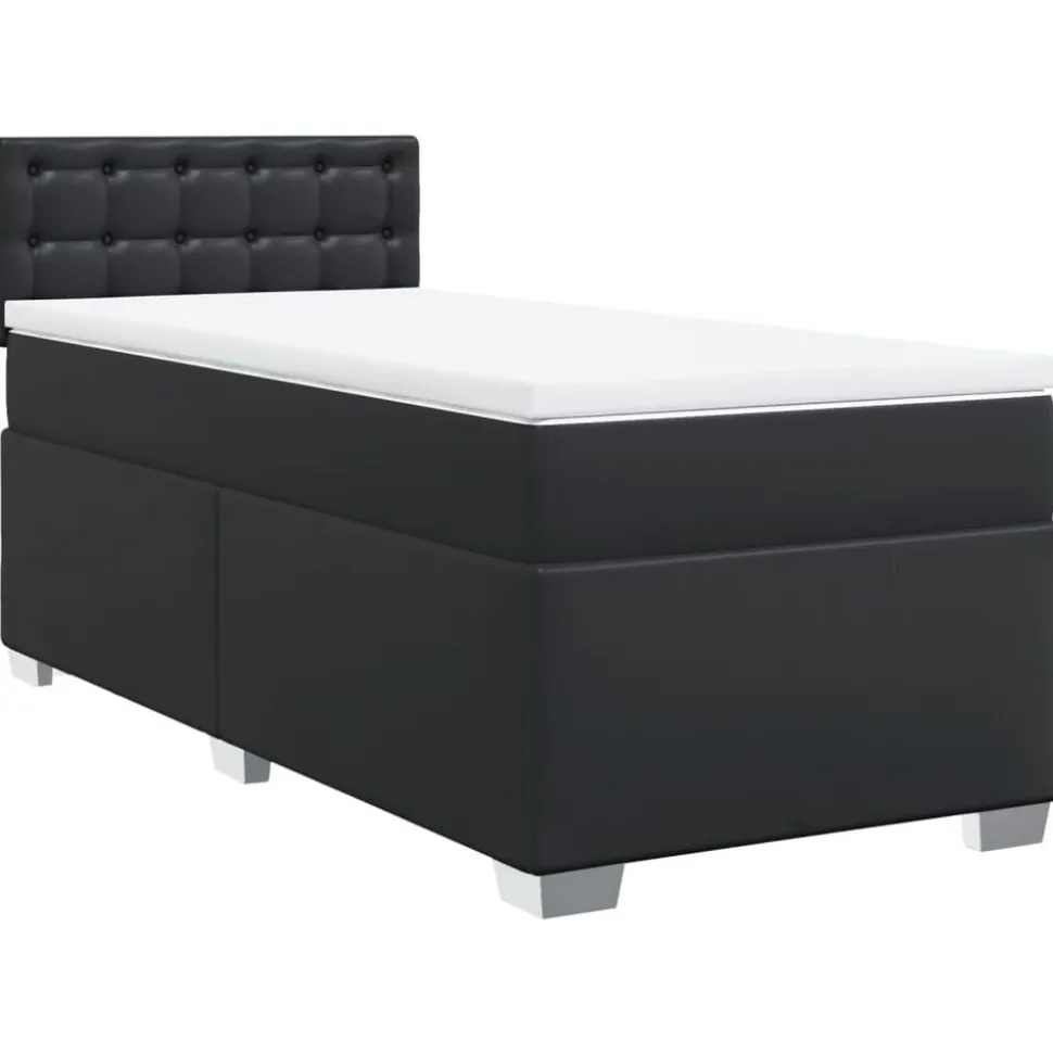 vidaXL Boxspring met matras kunstleer zwart 80x200 cm