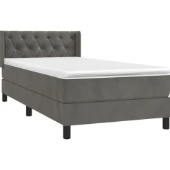 vidaXL Boxspring met matras fluweel donkergrijs 80x200 cm