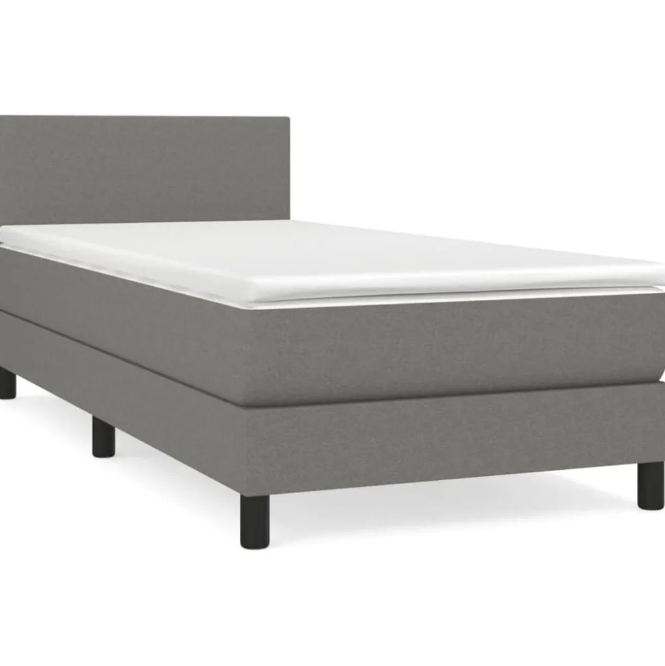 vidaXL Boxspring met matras stof donkergrijs 80x200 cm