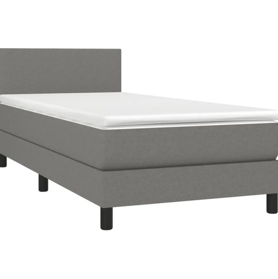 vidaXL Boxspring met matras stof donkergrijs 80x200 cm