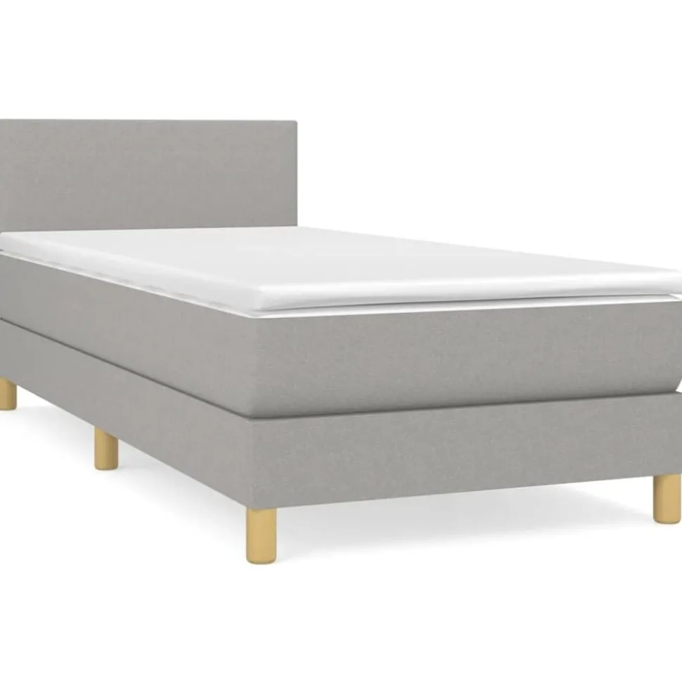 vidaXL Boxspring met matras stof lichtgrijs 80x200 cm