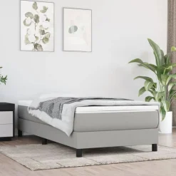 vidaXL Boxspring met matras stof lichtgrijs 80x200 cm