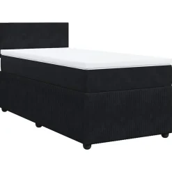 vidaXL Boxspring met matras fluweel zwart 80x200 cm