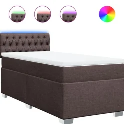vidaXL Boxspring met matras stof donkerbruin 80x200 cm