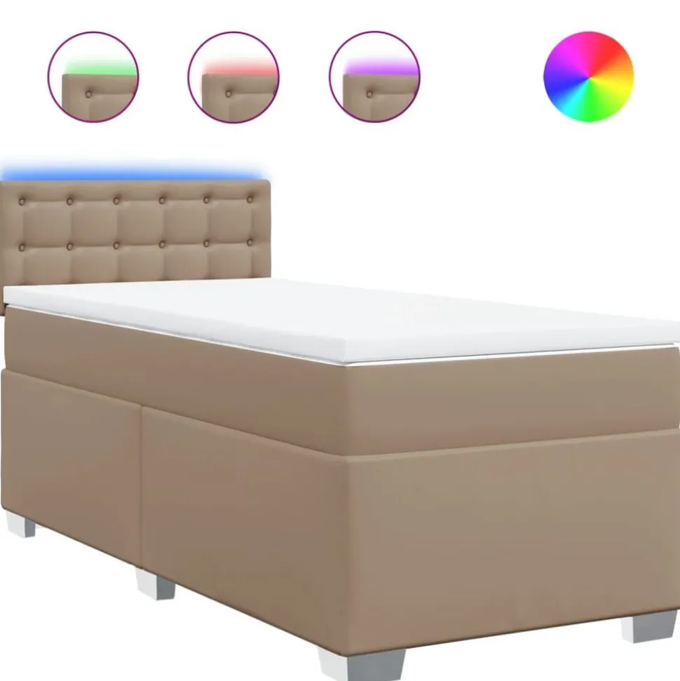 vidaXL Boxspring met matras kunstleer cappuccinokleurig 80x200 cm