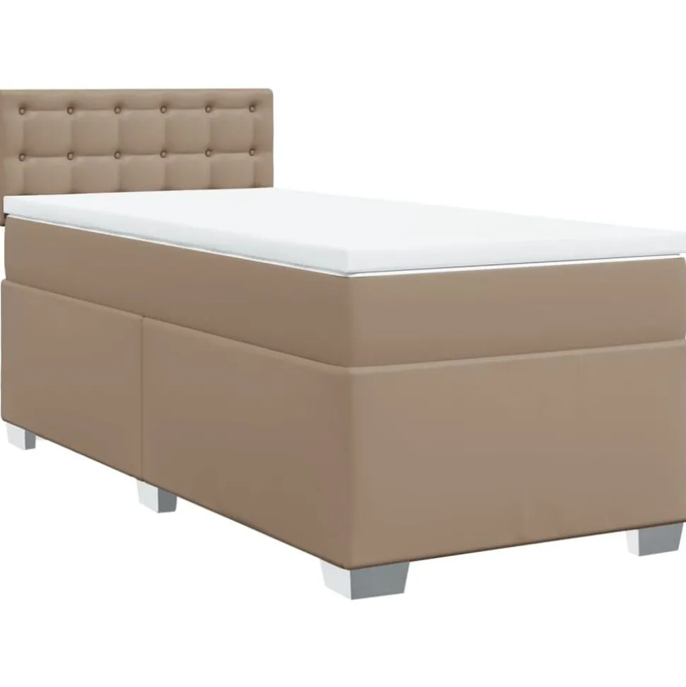 vidaXL Boxspring met matras kunstleer cappuccinokleurig 80x200 cm