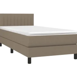 vidaXL Boxspring met matras stof taupe 80x200 cm
