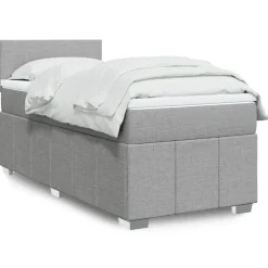 vidaXL Boxspring met matras stof lichtgrijs 80x200 cm