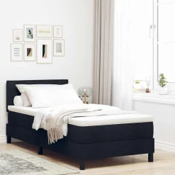 vidaXL Boxspringbed met hoofdeinde Zwart 90 x 190 cm Stof