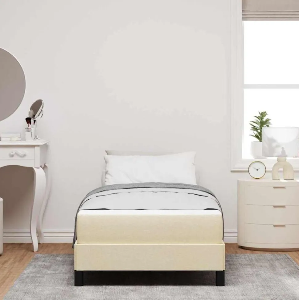 vidaXL Boxspringbed met matras Crème 80 x 200 cm Stof