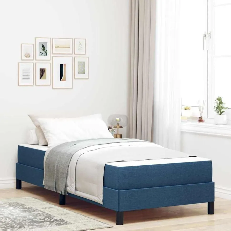 vidaXL Boxspringbed met matras Blauw 80 x 200 cm Stof