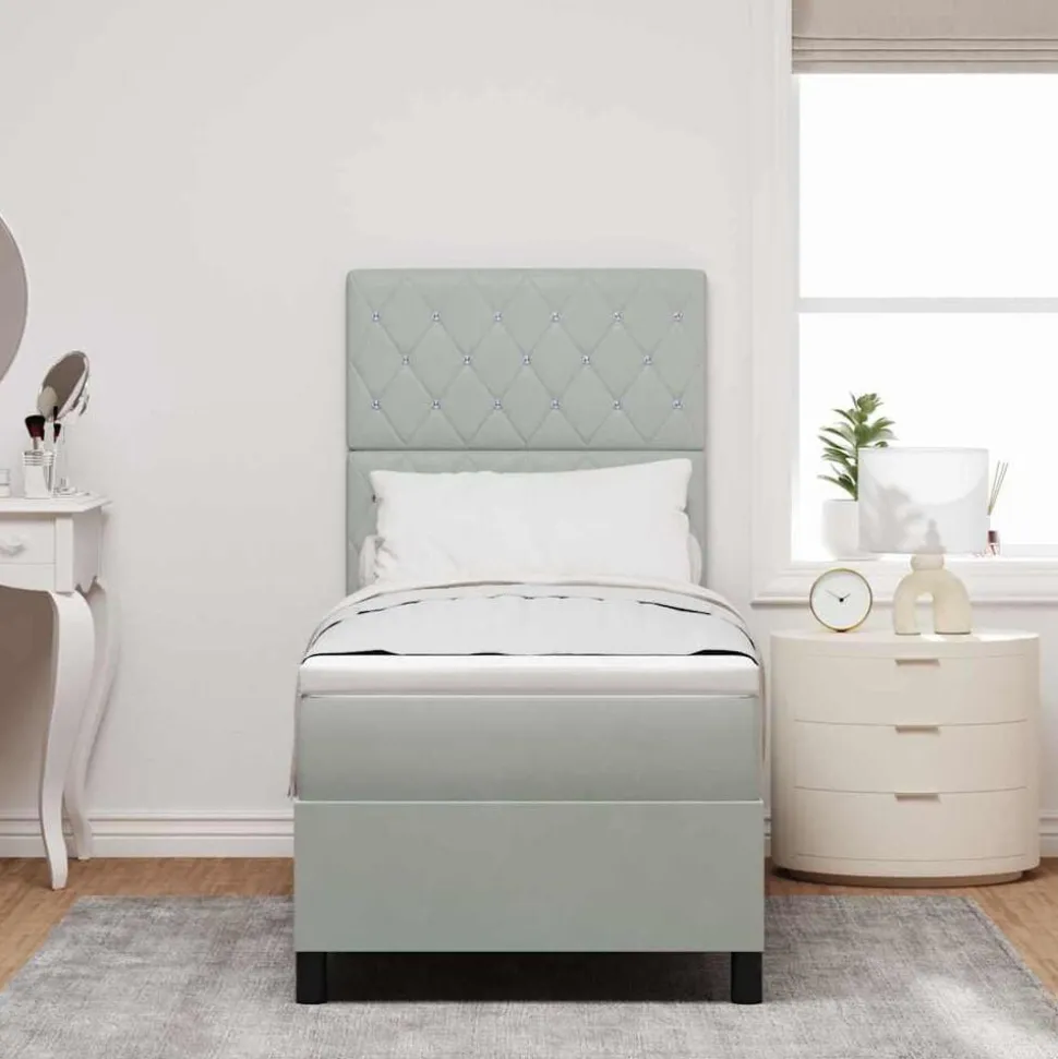 vidaXL Boxspringbed met matras Lichtgrijs 80 x 200 cm Fluweel