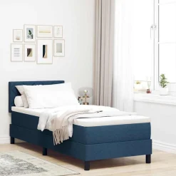 vidaXL Boxspringbed met matras met hoofdeinde Blauw 80 x 200 cm Stof