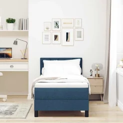 vidaXL Boxspringbed met matras met hoofdeinde Blauw 80 x 200 cm Stof