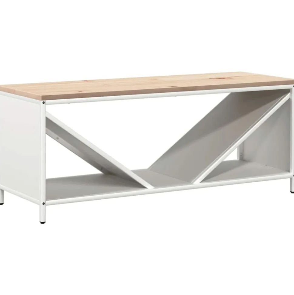 vidaXL Brandhoutrek met houten blad 100,5x35,5x40 cm wit