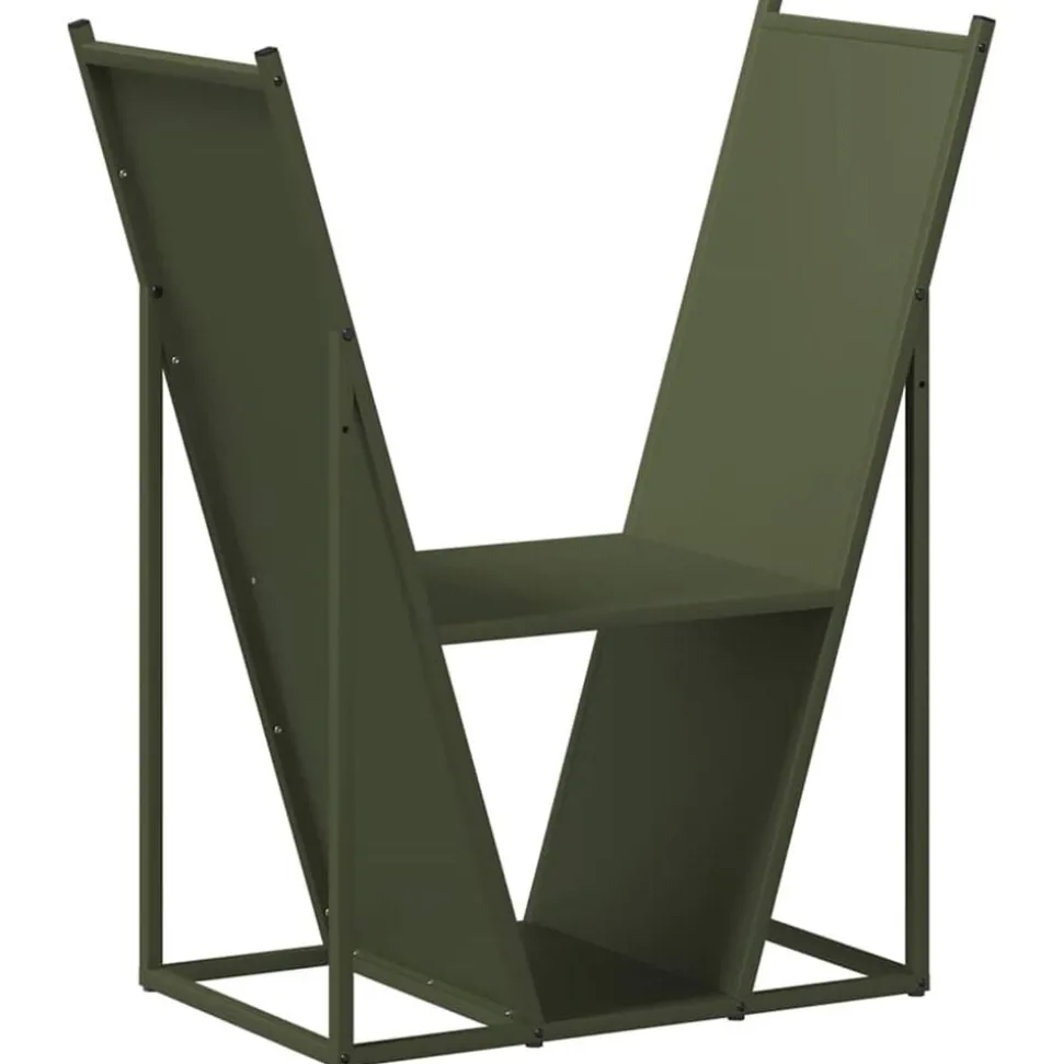 vidaXL Brandhoutrek 69,5x35x81 cm koudgewalst staal olijfgroen