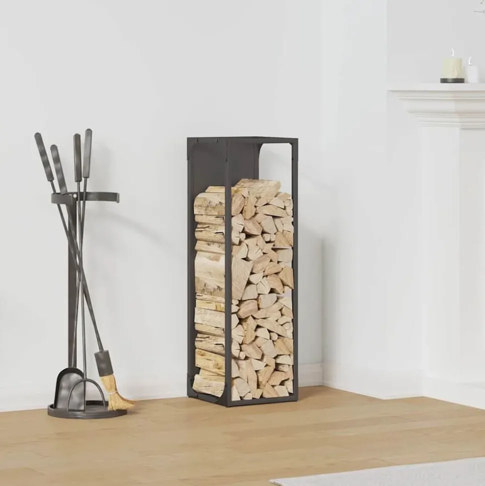 vidaXL Brandhoutrek 25x25x80 cm koudgewalst staal zwart