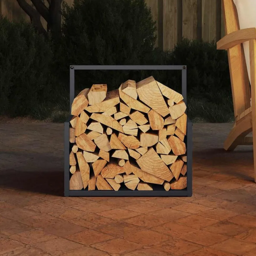 vidaXL Brandhoutrek 40x40x40 cm koudgewalst staal antracietkleurig