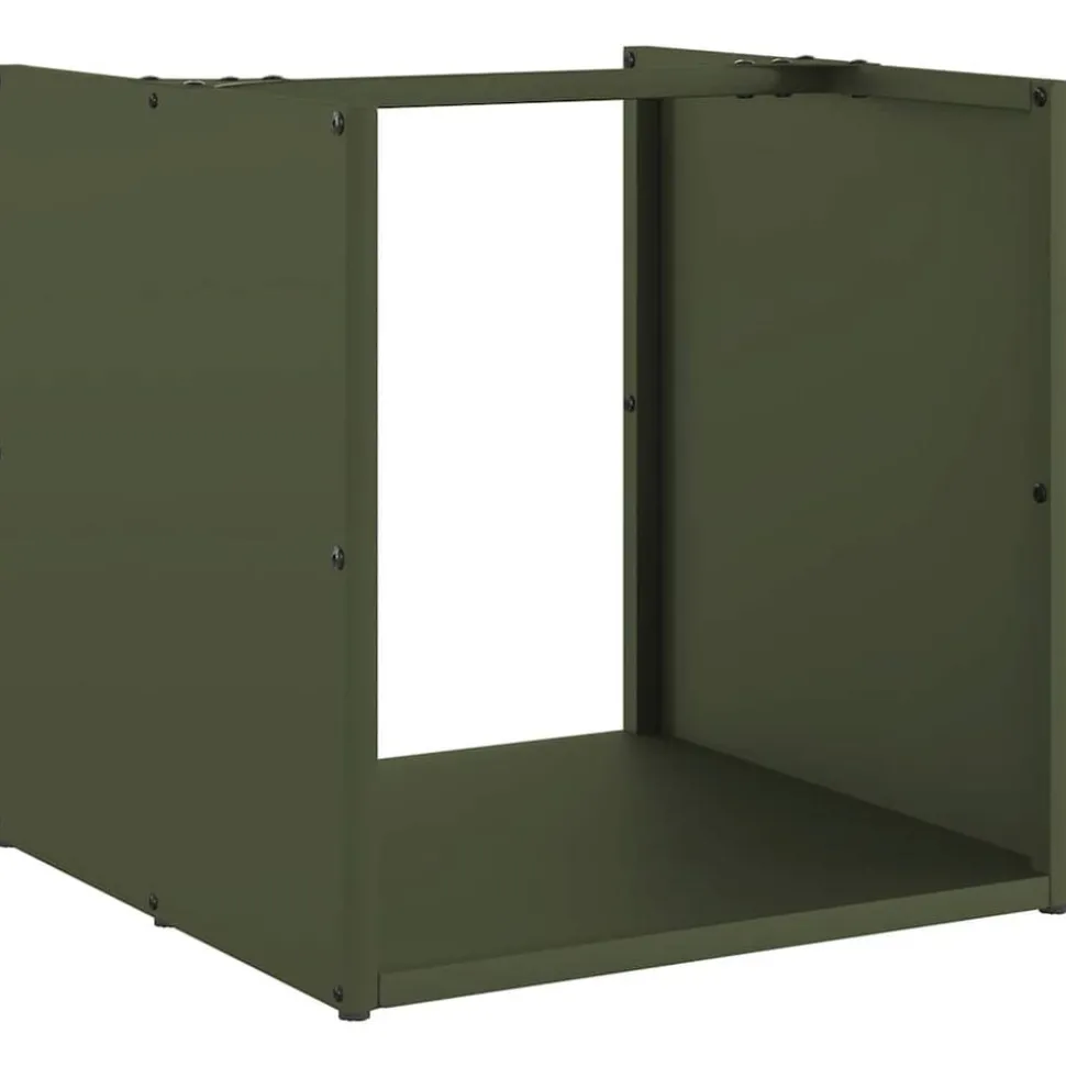 vidaXL Brandhoutrek 40x40x40 cm koudgewalst staal olijfgroen