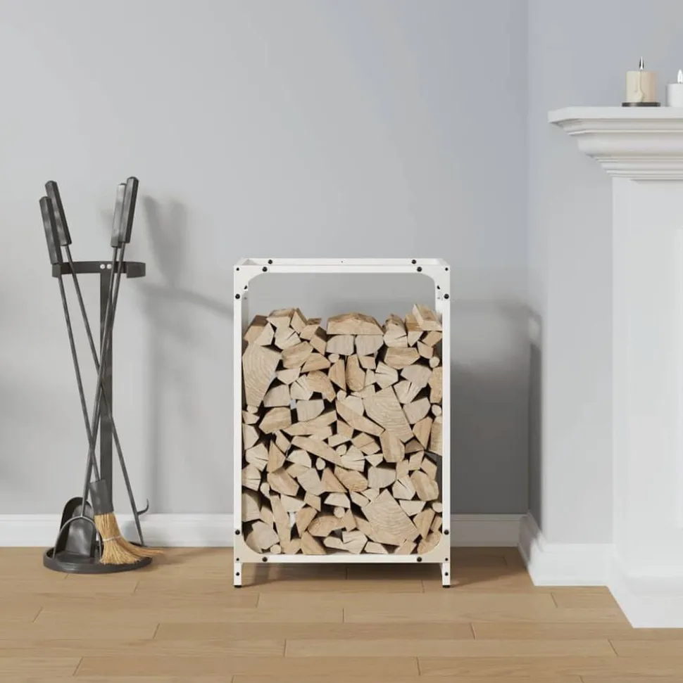 vidaXL Brandhoutrek 44x28x65 cm koudgewalst staal wit
