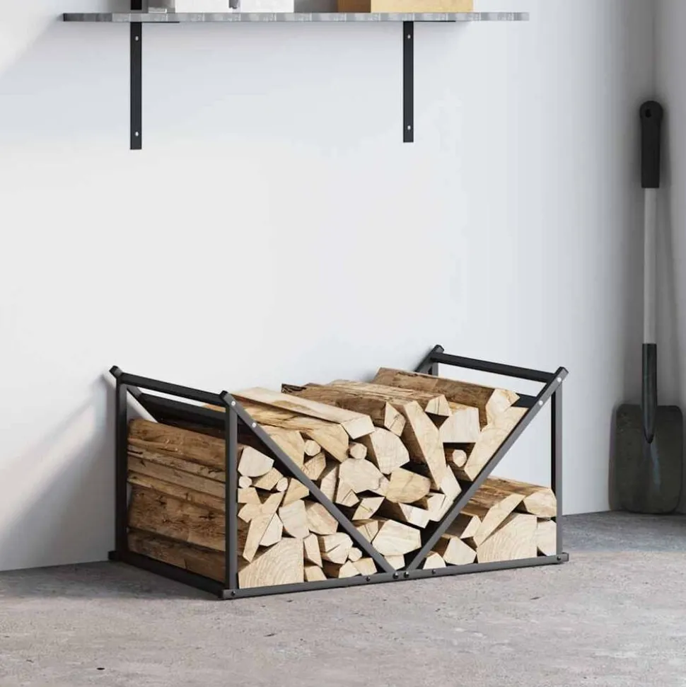 vidaXL Brandhoutrek 70x43x34,5 cm koudgewalst staal zwart