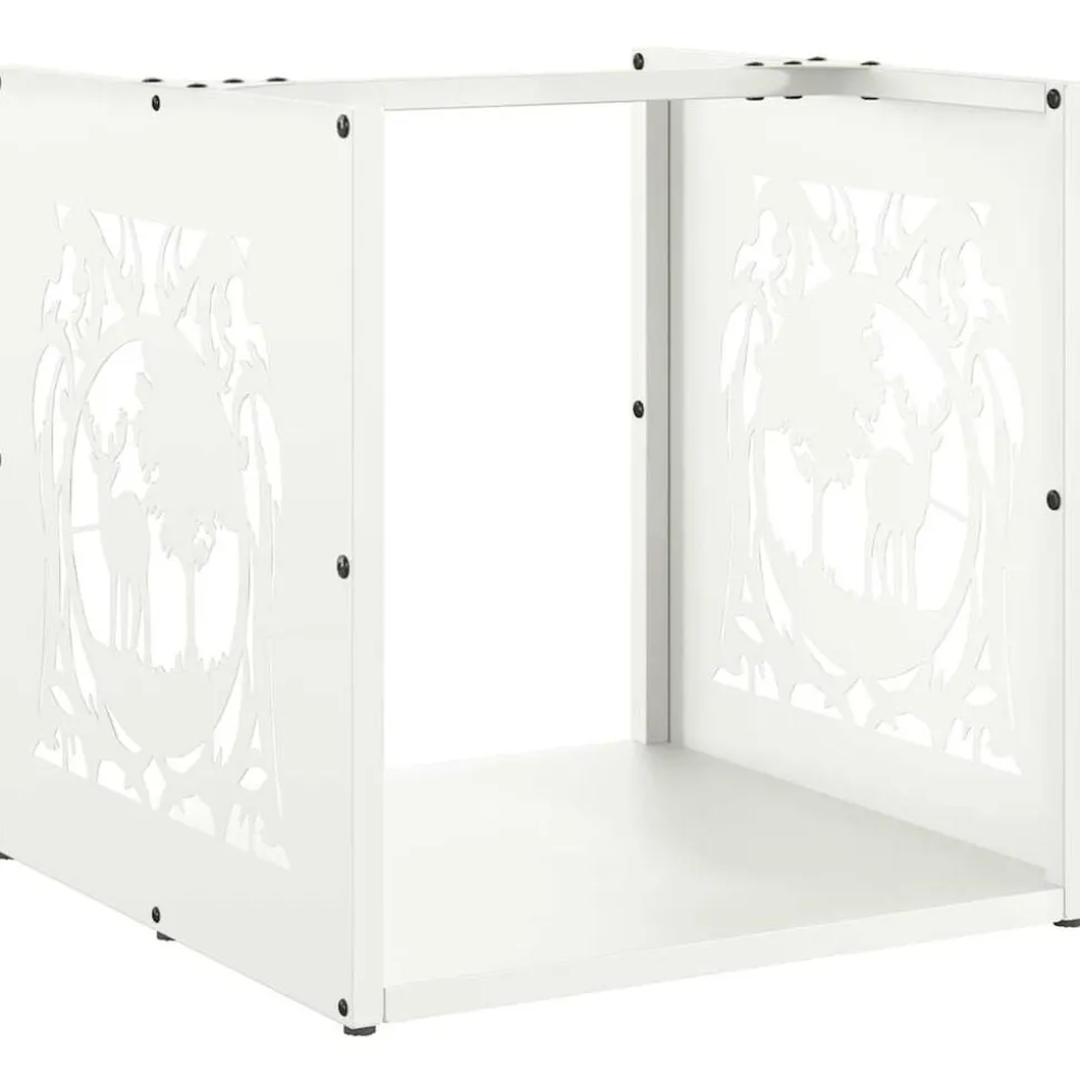 vidaXL Brandhoutrek 40x40x40 cm koudgewalst staal wit