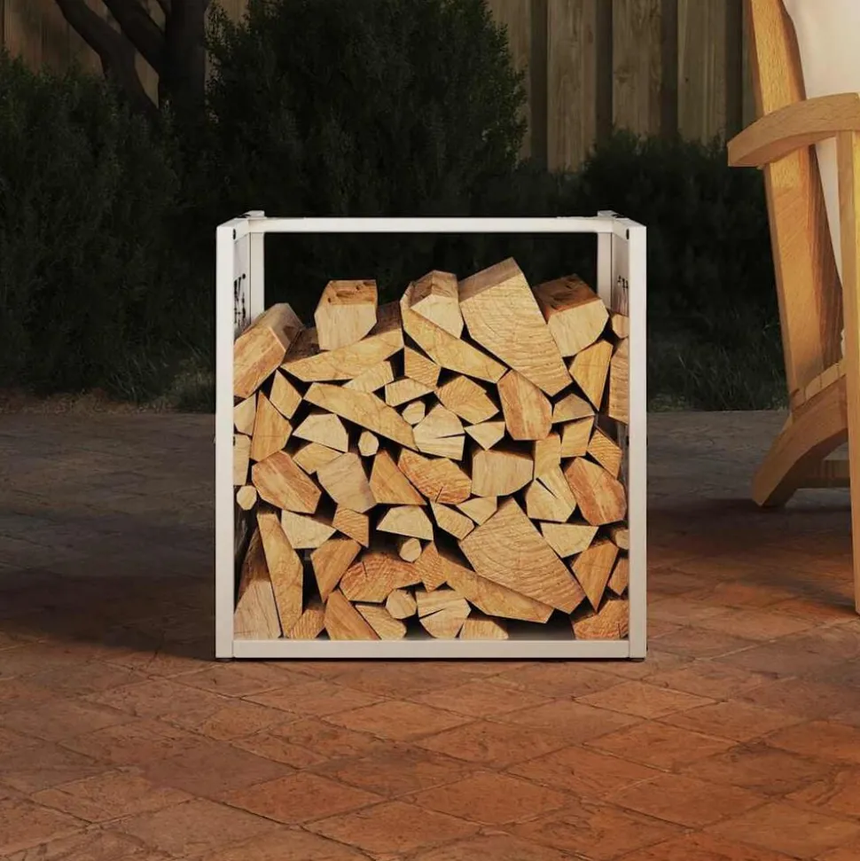 vidaXL Brandhoutrek 40x40x40 cm koudgewalst staal wit