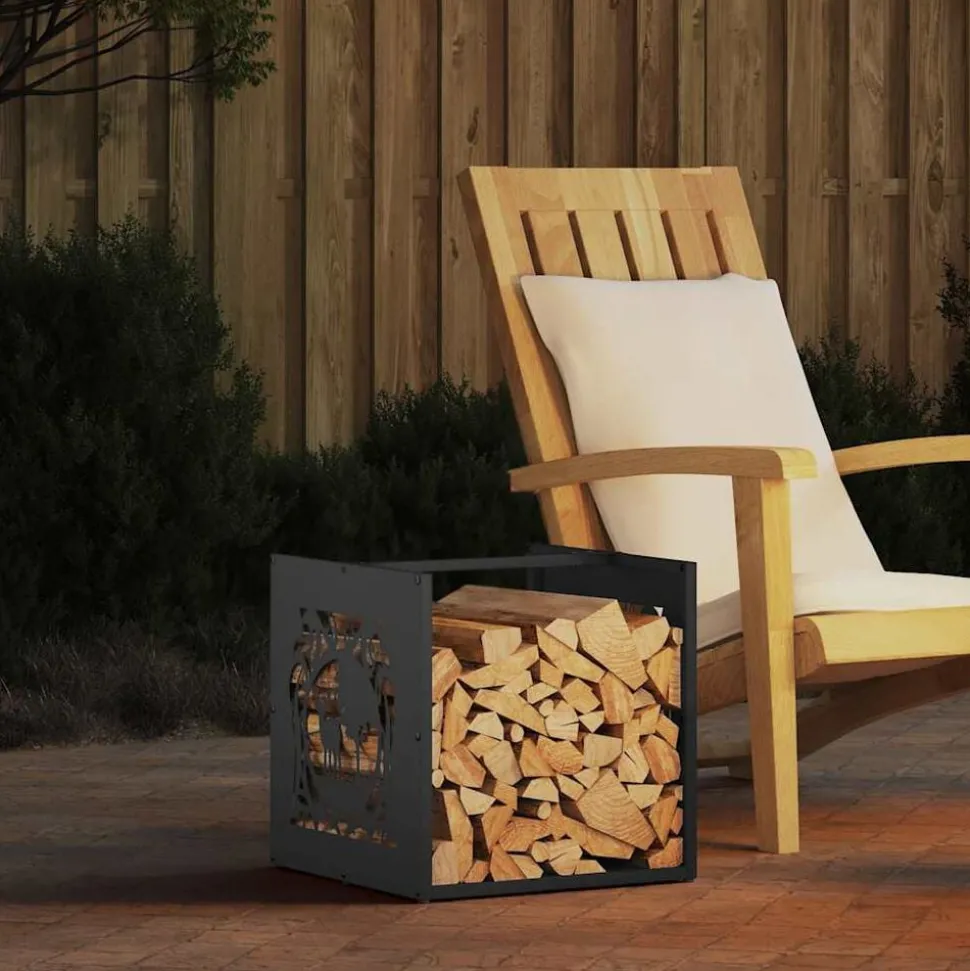 vidaXL Brandhoutrek 40x40x40 cm koudgewalst staal zwart