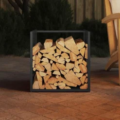 vidaXL Brandhoutrek 40x40x40 cm koudgewalst staal zwart