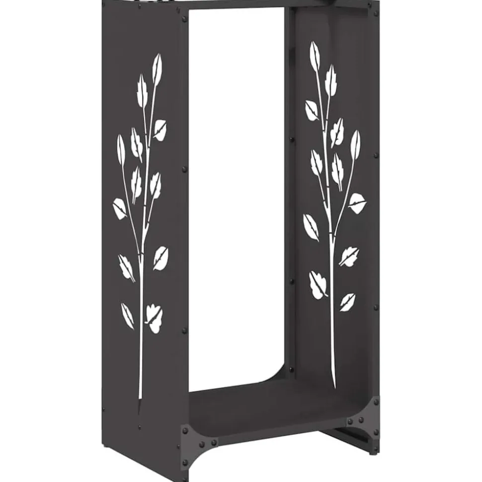 vidaXL Brandhoutrek 40x30x80 cm koudgewalst staal zwart