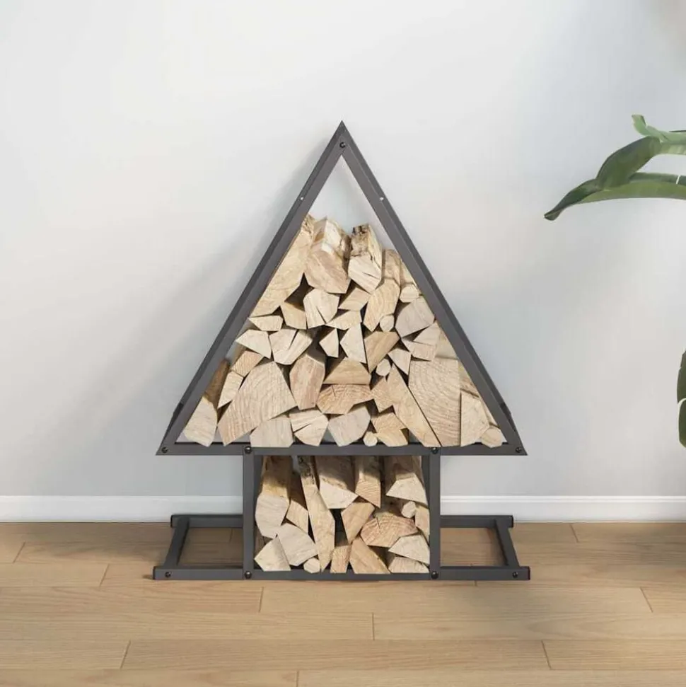vidaXL Brandhoutrek 50x25x60 cm koudgewalst staal zwart