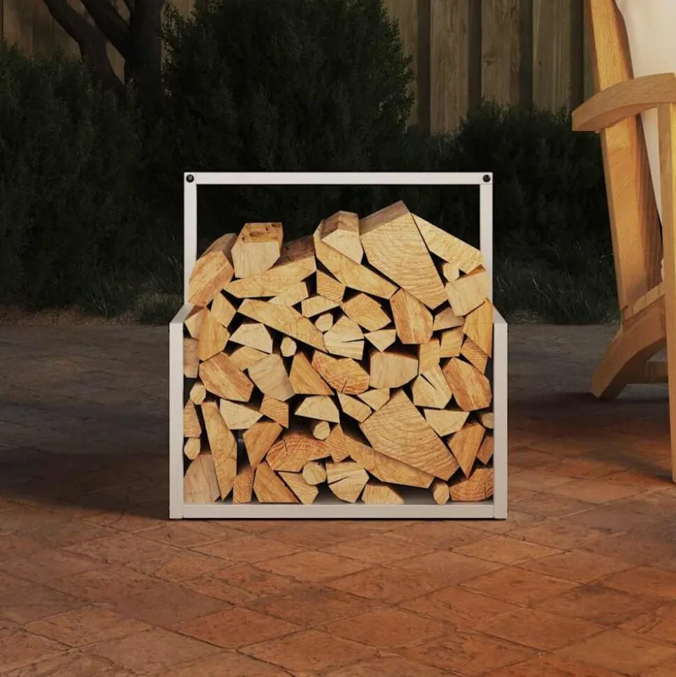 vidaXL Brandhoutrek 40x40x40 cm koudgewalst staal wit