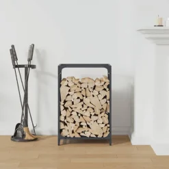 vidaXL Brandhoutrek 44x28x65 cm koudgewalst staal antracietkleurig
