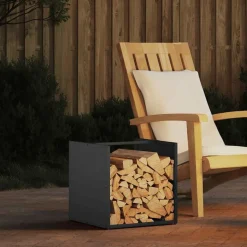 vidaXL Brandhoutrek 40x40x40 cm koudgewalst staal antracietkleurig